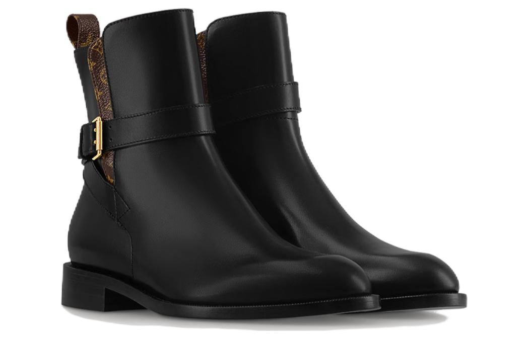 (WMNS) LOUIS VUITTON Westside Ankle Boots 'Black with Brown Monogram' 1ABUAU