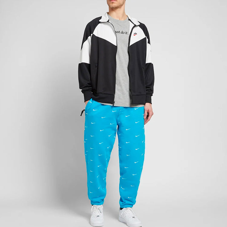 Men's Nike NRG Swoosh Logo Full Print Straight Sports Pants/Trousers/Joggers Blue CJ8905-487