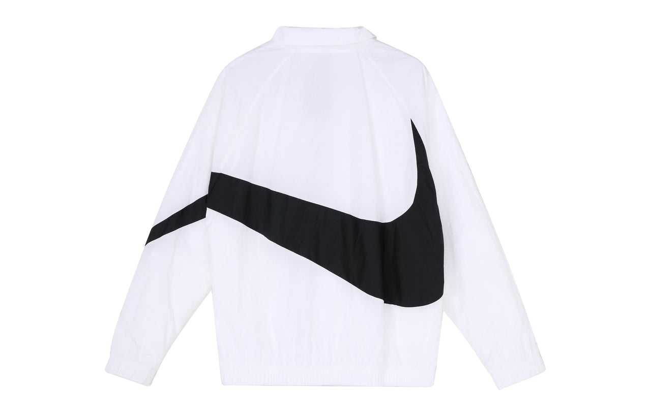 Nike Swoosh Large LOGO Woven Windproof Stand Collar Casual Sports Jacket Asia Edition White AR3133-100