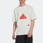 Men's adidas SS22 Geometry Pattern Printing Casual Short Sleeve Jade White T-Shirt HN1956