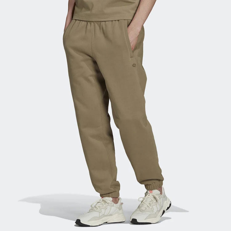 Men's adidas originals Logo Solid Color Bundle Feet Sports Pants/Trousers/Joggers Brown H62547