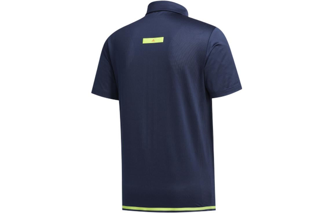 adidas Solid Color Casual Short Sleeve Polo Shirt Blue FJ3794