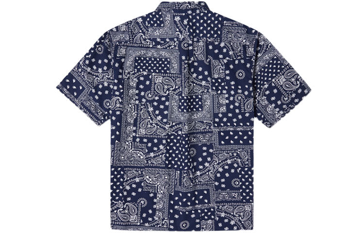 Men's Converse Cashew Full Print Short Sleeve Navy Blue Shirt 10023155-A02