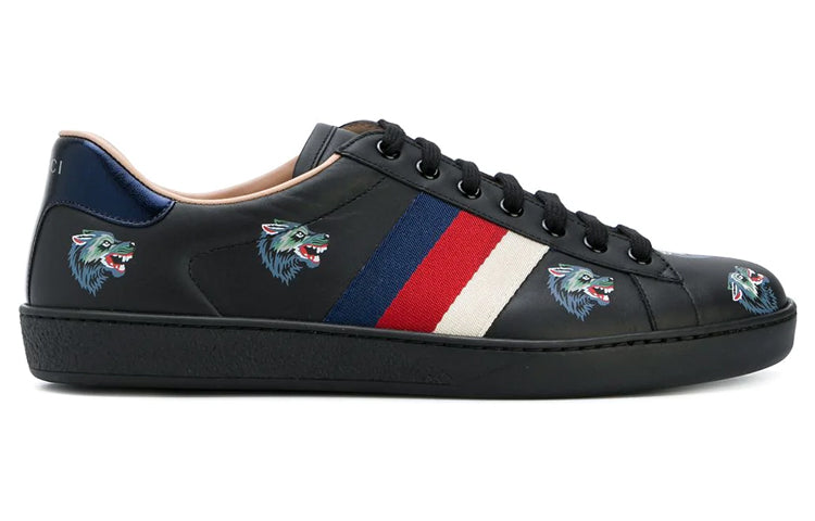 Gucci Wolf Pattern Casual Skate Shoes 'Black' 386750-0H810-1162