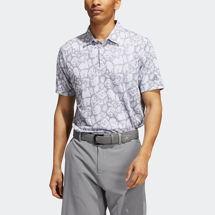 Men's adidas Cobblestone Prt Golf Sports Short Sleeve Light Purple Polo Shirt GR3093