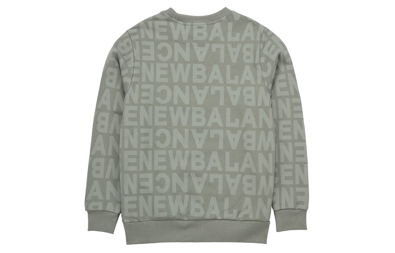 New Balance Men's New Balance Logo Full Print Sports Round Neck Pullover Olive Green AMT14333-OLG