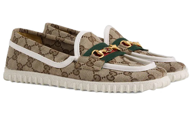 (WMNS) Gucci Driver With Horsebit Web 'Beige' 655468-2HK70-9794