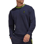 Men's adidas Solid Color Logo Athleisure Casual Sports Pullover Round Neck Blue HE6652
