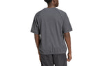 Men's adidas Solid Color Round Neck Straight Short Sleeve Dark Grey T-Shirt HD4790