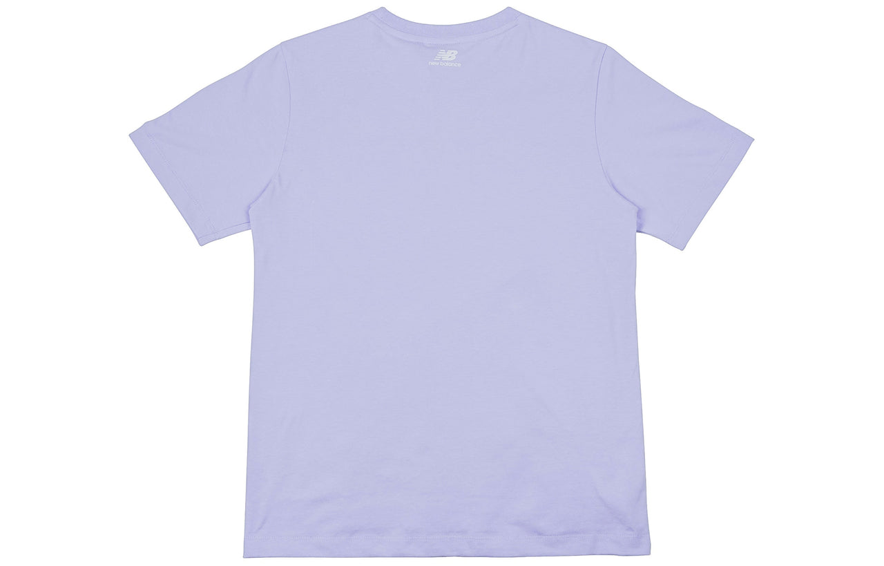 (WMNS) New Balance Logo Printing Casual Sports Short Sleeve Version Purple NEA2E032-DV