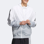 Men's adidas U Util Wb 2 Athleisure Casual Sports Woven Color Block Splicing Stripe Jacket White HN2423