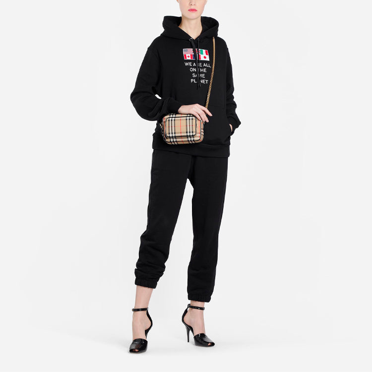 (WMNS) Burberry Hoodie Drawstring Hoodie Black 80254491