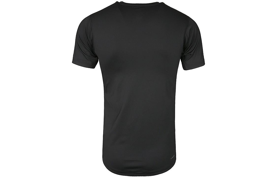 Men's adidas Printing Brand Logo Solid Color Round Neck Short Sleeve Black T-Shirt CE0876