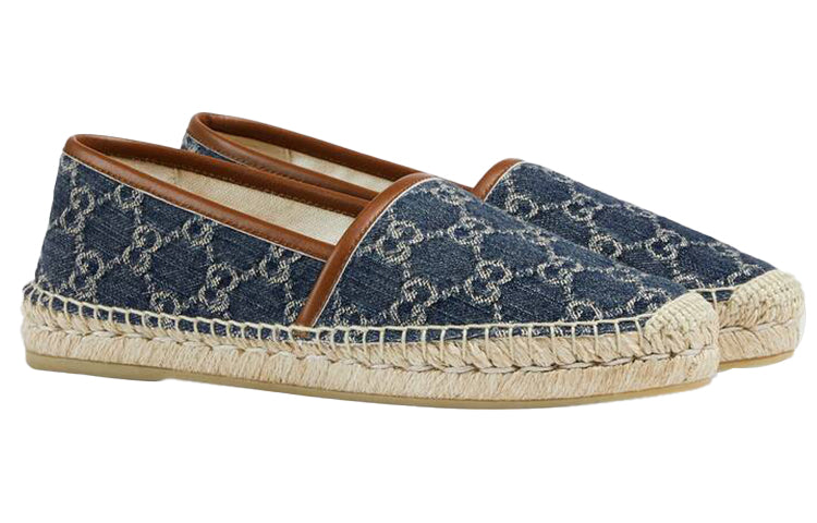 (WMNS) Gucci Denim Series Breathable Wear-Resistant Double g Jacquard Flat Shoes Blue 580877-2KQ50-4462