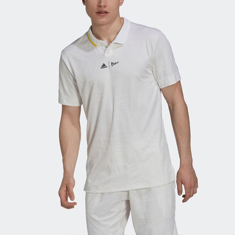 Men's adidas Colorblock Logo Tennis Short Sleeve White Polo Shirt HC8537