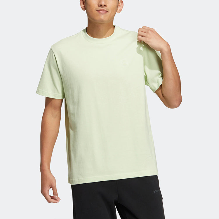 adidas neo Solid Color Round Neck Sports Short Sleeve Light Green T-Shirt HS6816