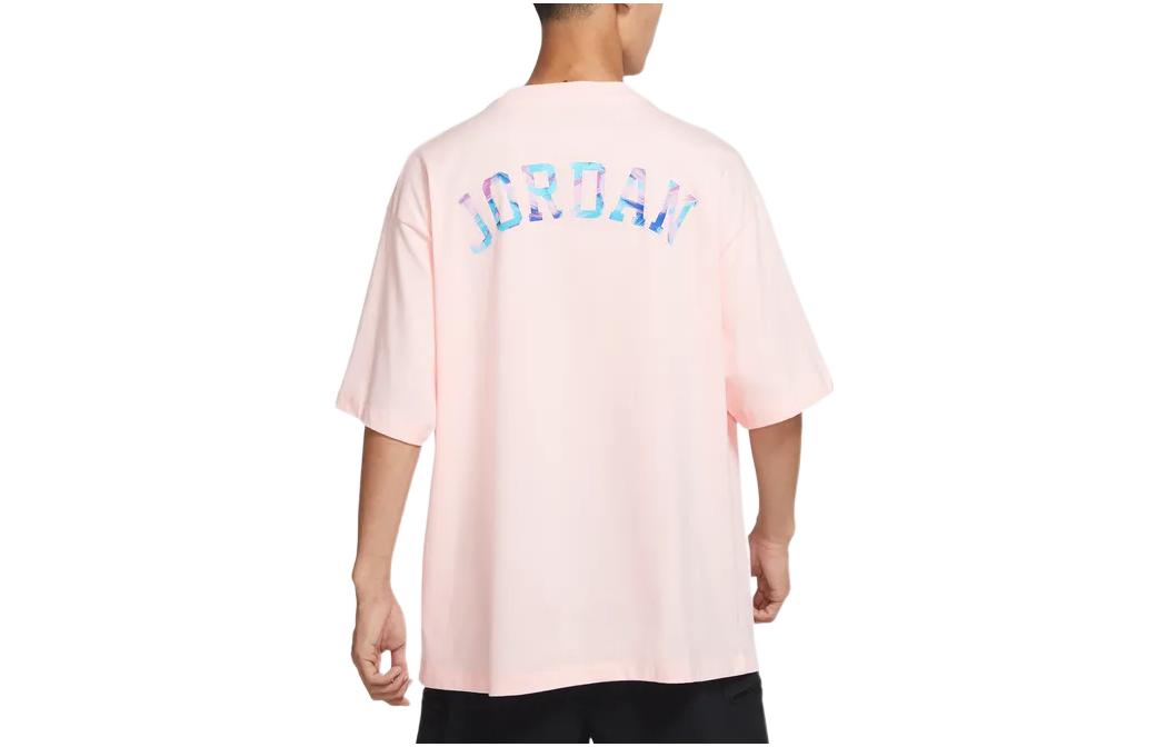 Air Jordan Solid Color Round Neck Pullover Brand Multi-Color Short Sleeve T-Shirt Men's Light Pink DX4251-610