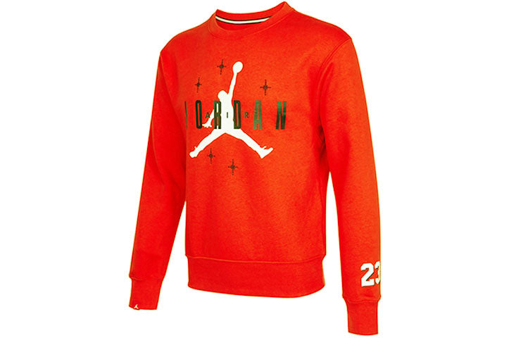 Men's Air Jordan Logo Alphabet Printing Fleece Lined Round Neck Pullover Red DO9153-673