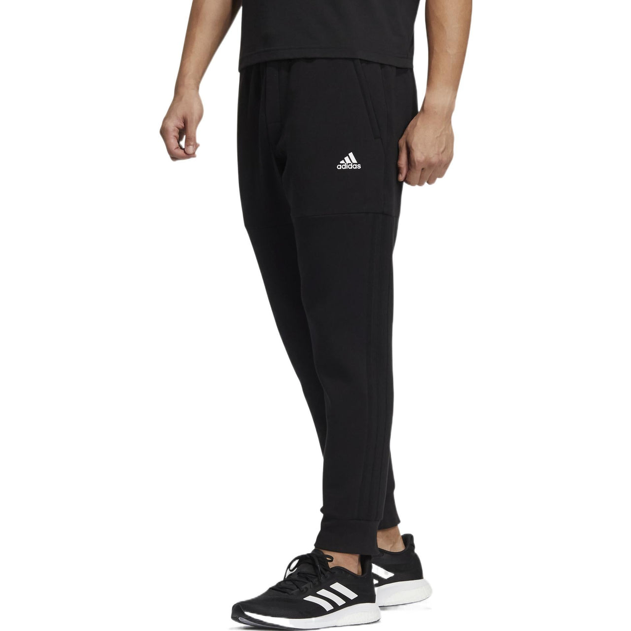 Men's adidas Solid Color Knit Bundle Feet Sports Pants/Trousers/Joggers Black HE7444