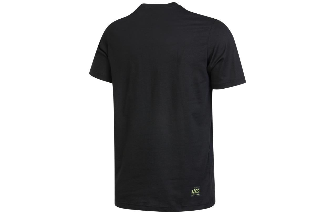 Men's adidas neo SS22 Pattern Cartoon Printing Sports Pullover Short Sleeve Black T-Shirt HS6807