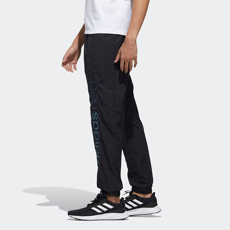 adidas neo M Ss Tp 2 Alphabet Logo Printing Sports Pants Black FN6531