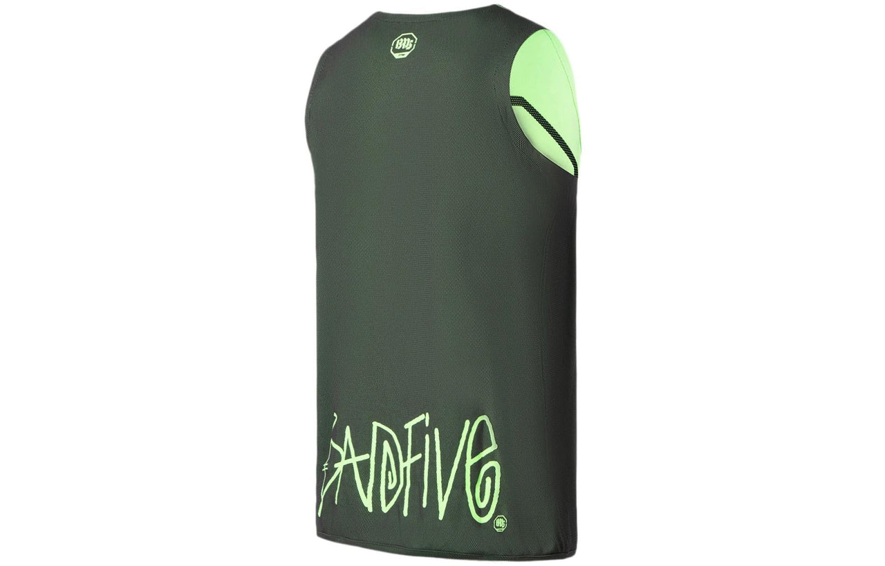 Li-Ning x Jon Burgerman BadFive Reversible Basketball Jersey 'Army Green' AAYR371-8