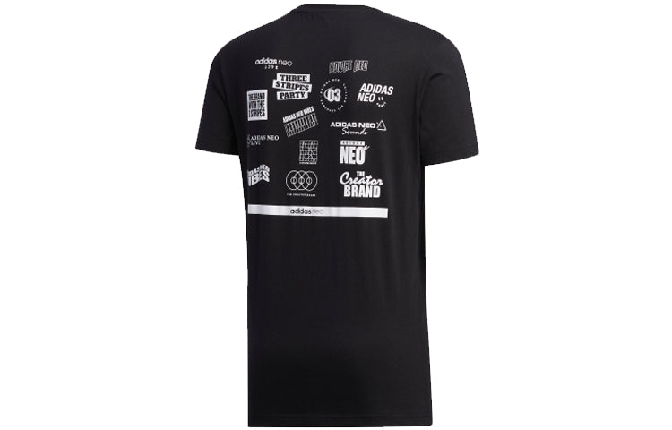adidas neo M Faves Tee Alphabet Printing Sports Short Sleeve Black FP7350