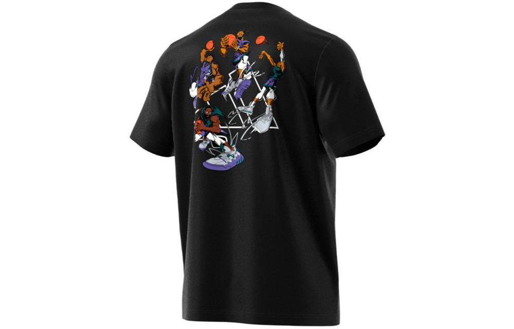 Men's adidas logo Printing Solid Color Round Neck Pullover Short Sleeve Black T-Shirt HI5546