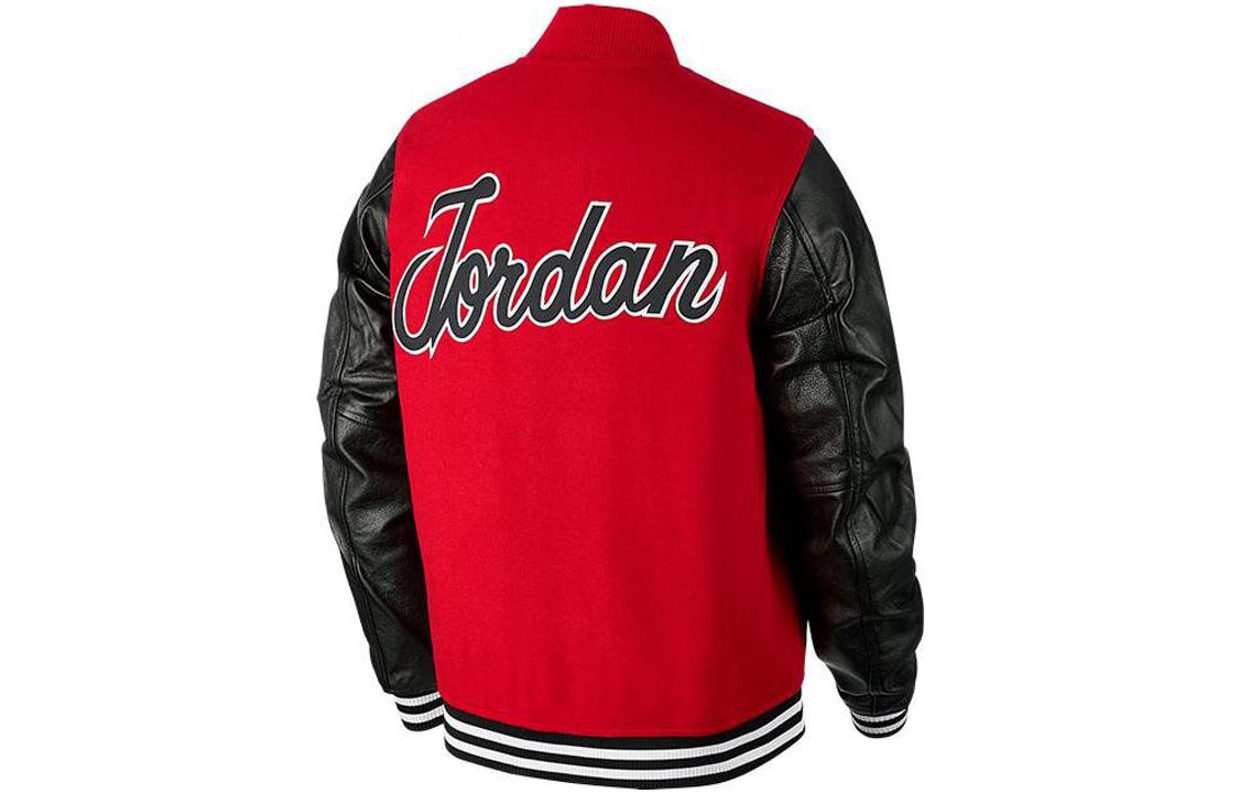 Air Jordan Splicing Design Six Crowns Printing Baseball Jacket Asia Sizing 'Red' BQ5166-657