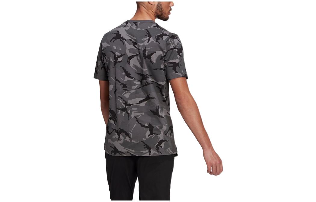 Men's adidas Camouflage Alphabet Large Logo Printing Round Neck Short Sleeve Black T-Shirt GK9951