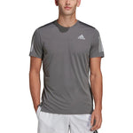 Men's adidas Fitness Training Breathable Logo Stripe Sports Short Sleeve Gray T-Shirt HB7430