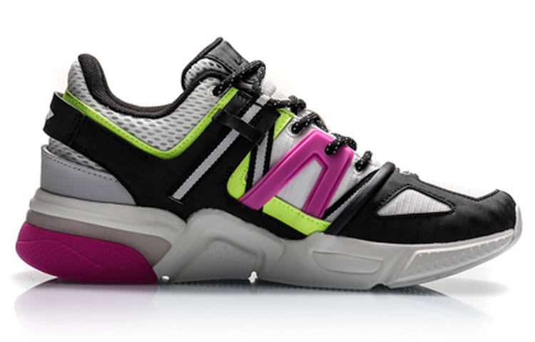 (WMNS) Li-Ning Light Classic Leisure Low 'Black Grey Neon Green' AGCQ188-1
