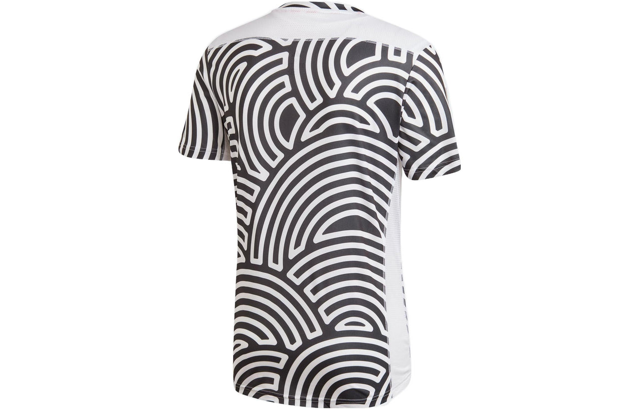 Men's adidas x Hiroko Takahashi Riko Crossover Round Neck Printing Casual Sports Running Short Sleeve Black T-Shirt GD5031