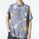 Men's Nike SB Skateboard Full Print Casual Short Sleeve Shirt Blue DM0170-010