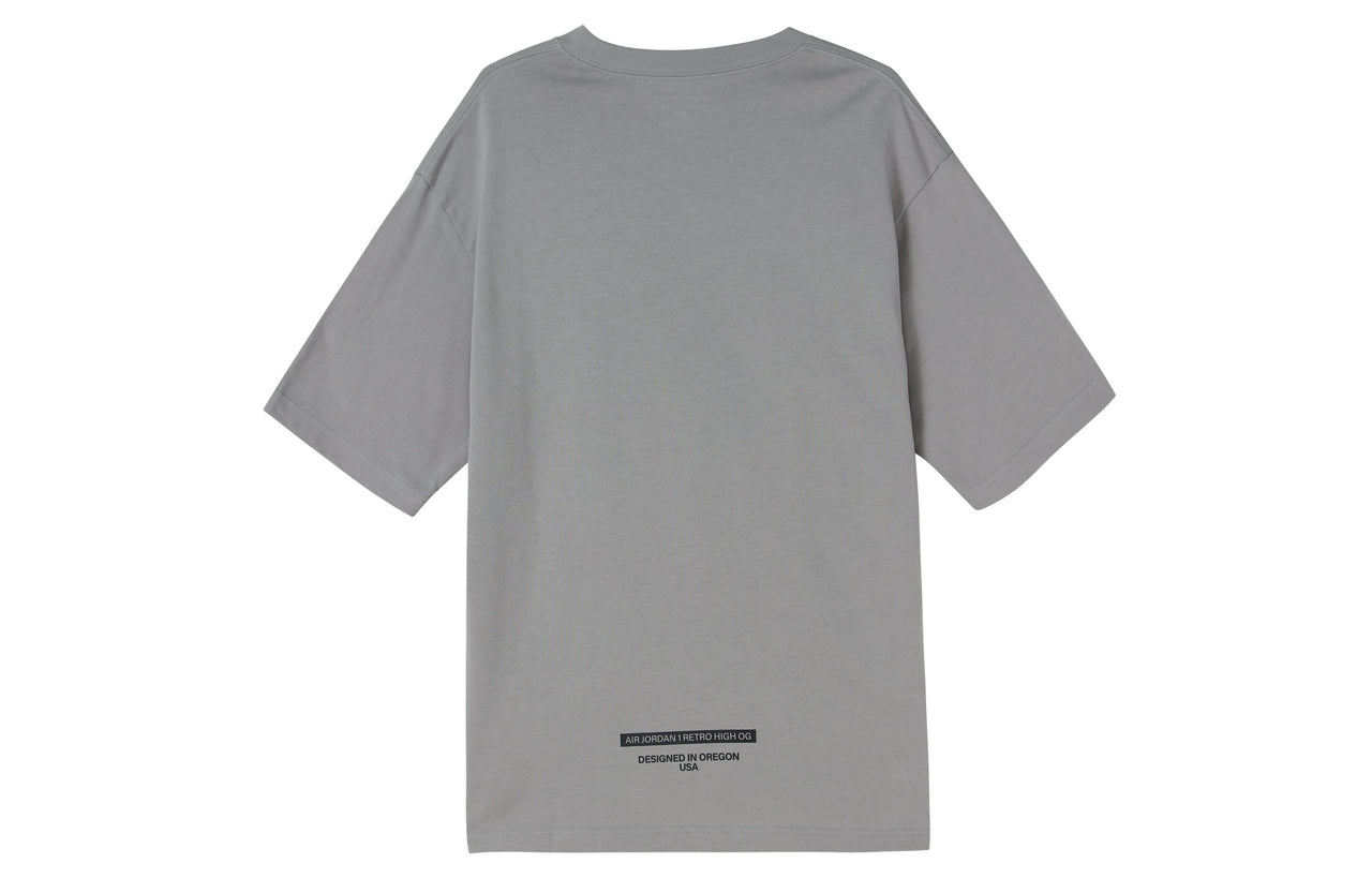 Air Jordan Solid Color Logo Alphabet Round Neck Short Sleeve Gray DV9727-062