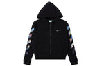 Men's Off-White Painting Printing Arrow Pattern Zipper Classic Black OMBE001G20FLE0011088