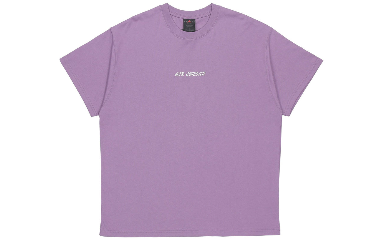 Air Jordan Large Logo Sports Round Neck Short Sleeve Gray Purple DQ4960-574