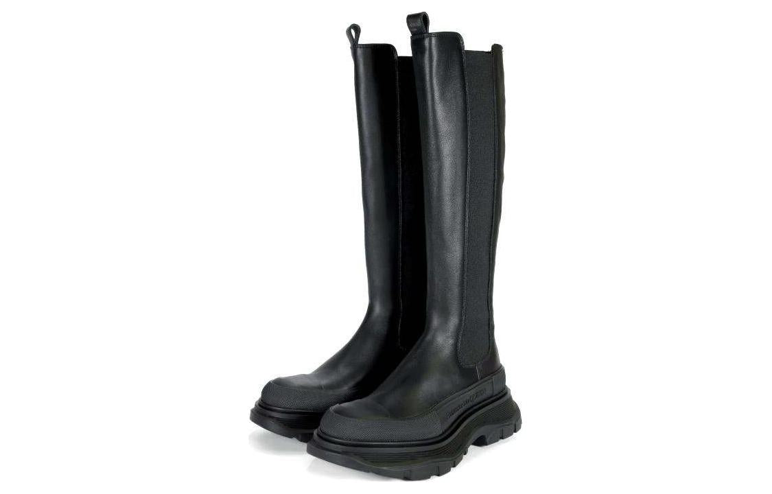 (WMNS) Alexander McQueen Tread Leather Over-The-Knee Boots 'Black' 707682WHZ661000