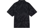 Men's Air Jordan Logo Full Print Chest Zipper Cardigan Short Sleeve Black Shirt DM3109-010