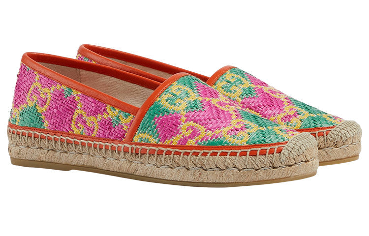 (WMNS) Gucci GG Espadrille Herringbone Straw Leather 'Multicolour' 703613-UYG10-8360