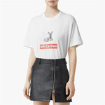 (WMNS) Burberry Deer Printing Cotton Loose Short Sleeve White 80136641
