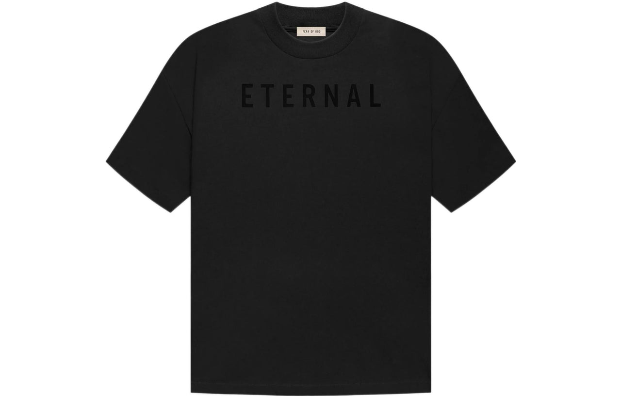 Fear of God Eternal Logo Flocked Crewneck T-Shirt 'Black' FGE50-001AJER-001
