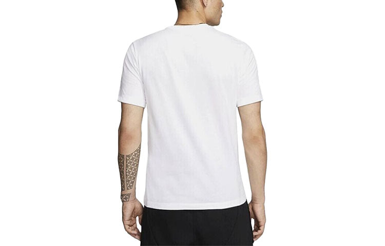 Men's Nike Casual Sports Printing Round Neck Short Sleeve White T-Shirt DD9276-100