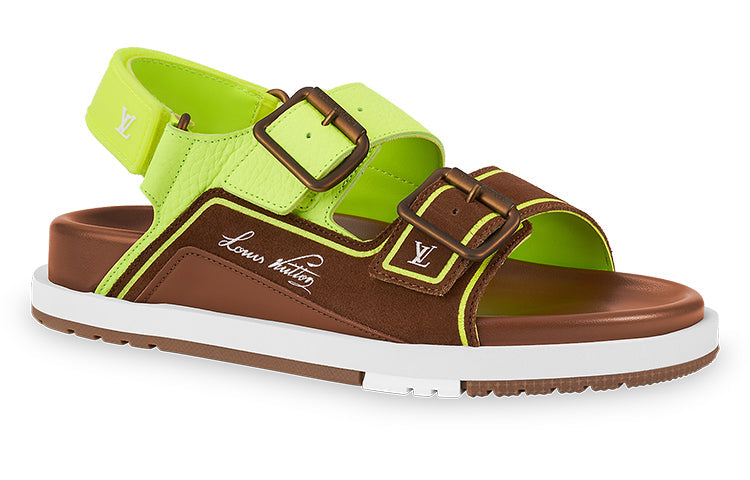 LOUIS VUITTON x NBA Trainer Sandals 'Brown Neon Green' 1A8ZNH