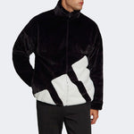 adidas Faux Fur Logo Jacket 'Black White' HI1199
