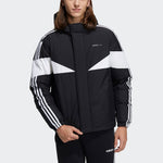 adidas neo M Cb Down Puff Colorblock Stripe Sports hooded With Down Feather Jacket Black H45243