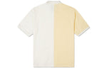 Men's Converse Splicing Colorblock Lapel Short Sleeve Cream Yellow Polo Shirt 10022780-A01