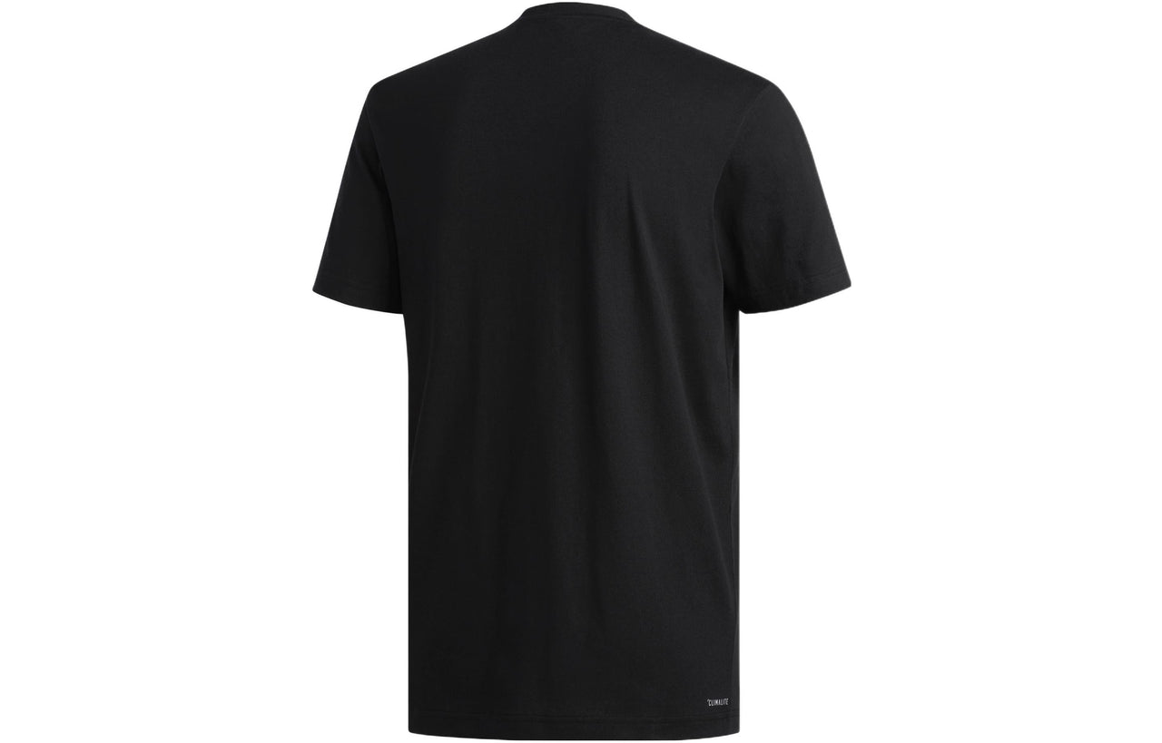 Men's adidas Casual Sports Printing Round Neck Pullover Short Sleeve Black T-Shirt DQ0922