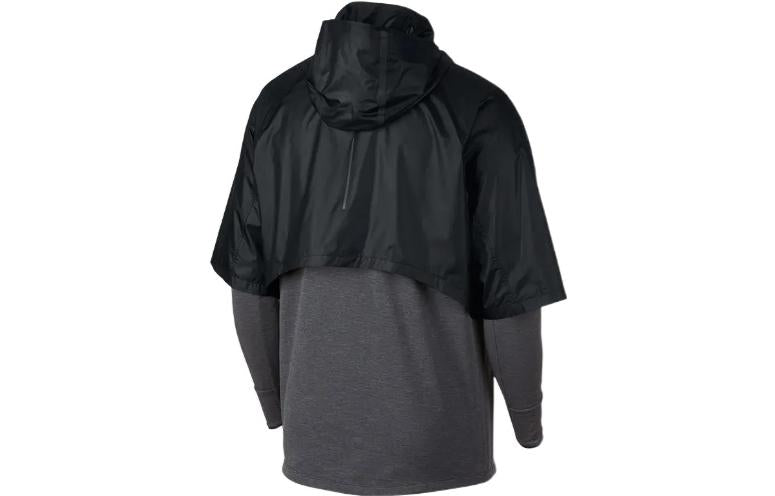 Men's Nike Splicing Logo Sports Cardigan Long Sleeves Black 933411-011