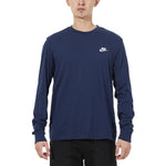 Men's Nike Embroidered Logo Solid Color Sports Running Long Sleeves Blue T-Shirt AR5194-410